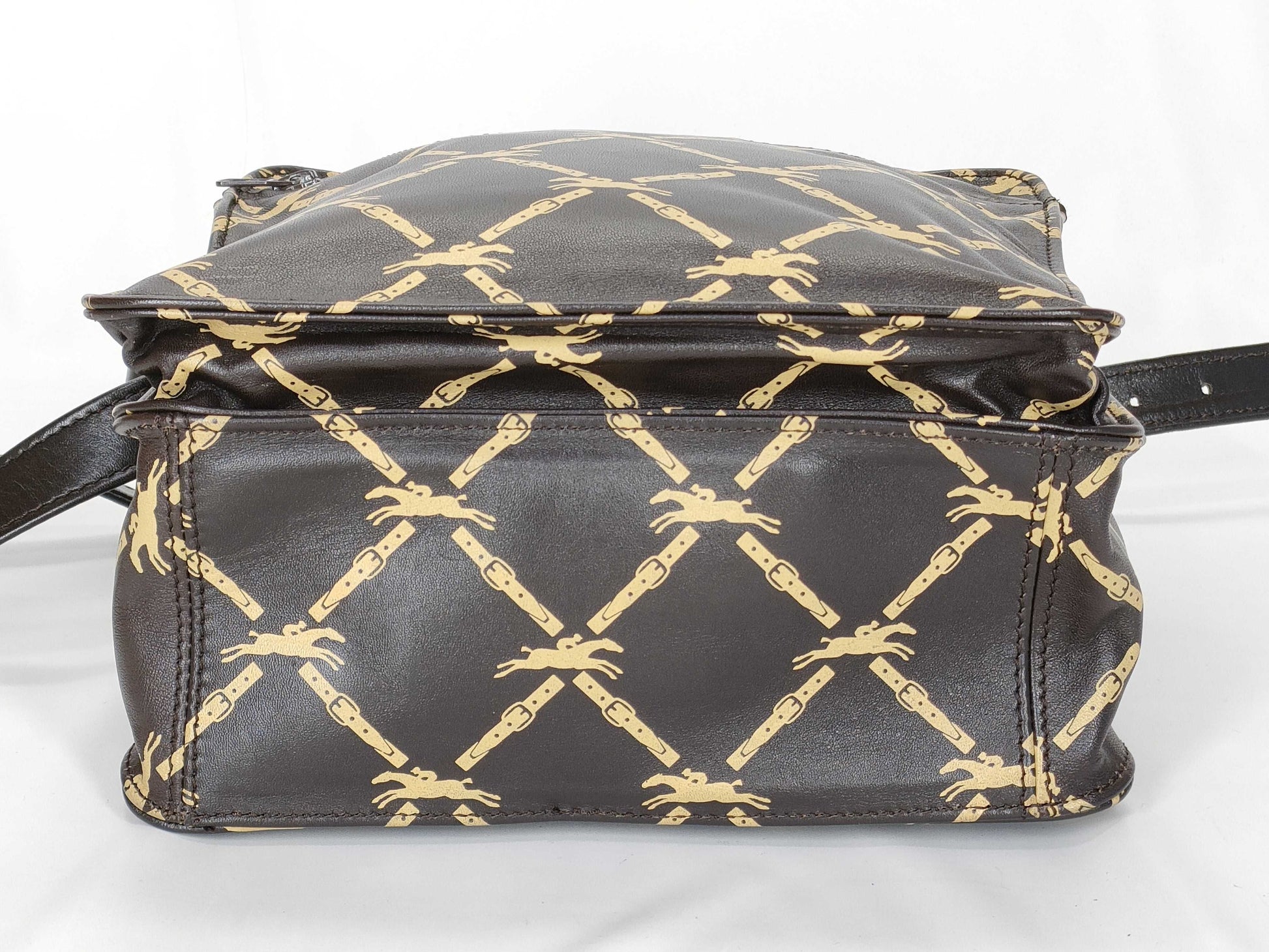 LONG CHAMP Longchamp Leather Shoulder Bag Dark Brown Shoulder Bag