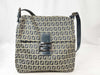 FENDI Zucchino Canvas and Leather One-Shoulder Bag Beige and Navy