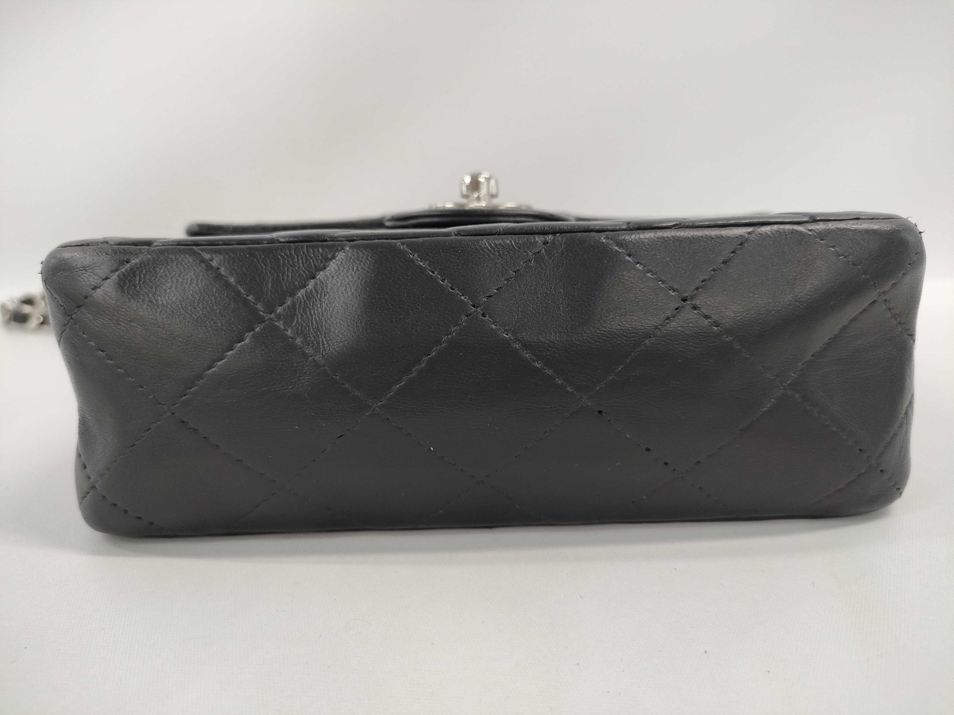 CHANEL Mini Matelasse Chain Shoulder Bag with Silver Hardware and Lambskin in Black