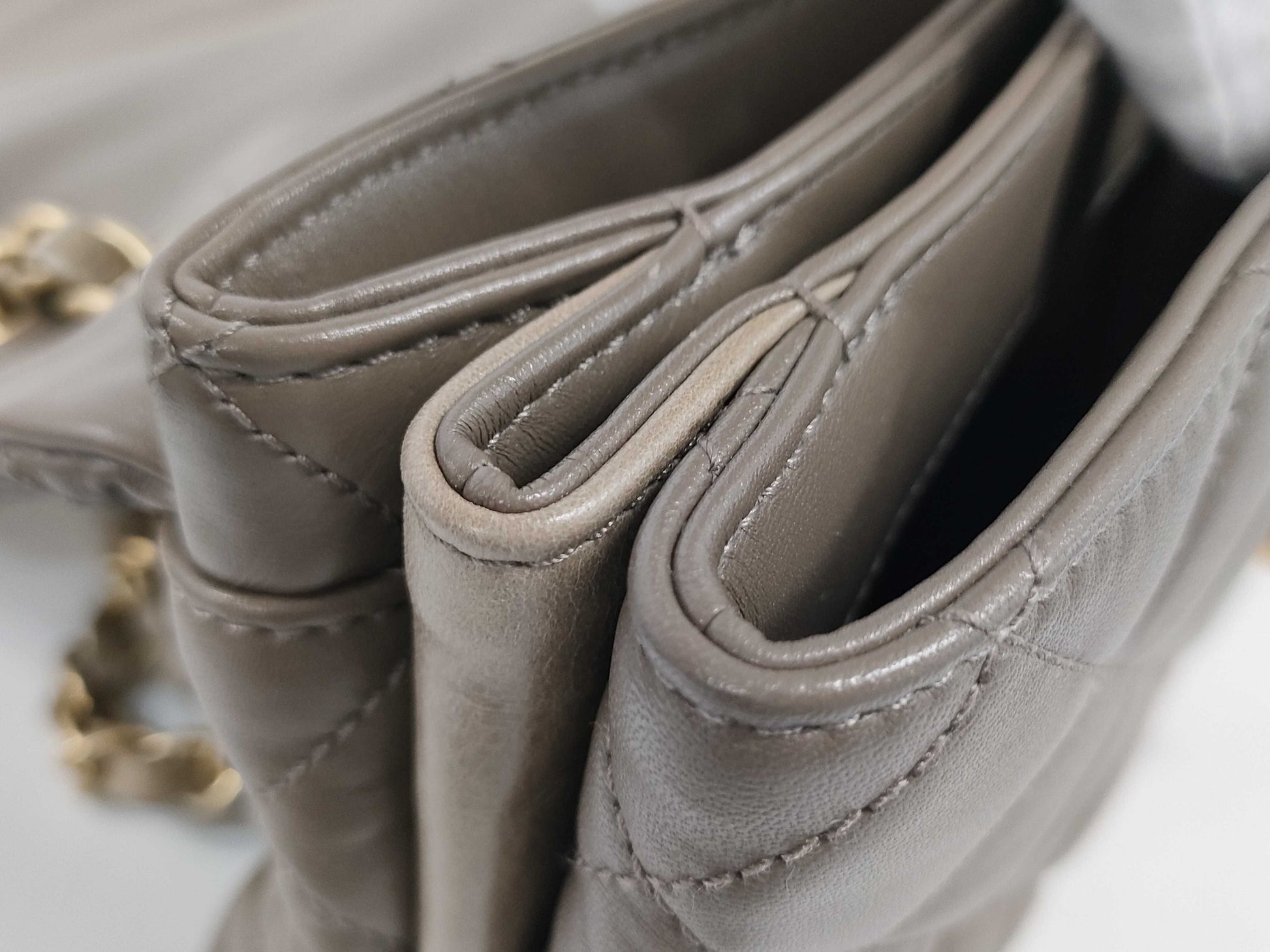 CHANEL Shoulder Bag, GP Hardware, Lambskin, Gray, Shoulder Bag