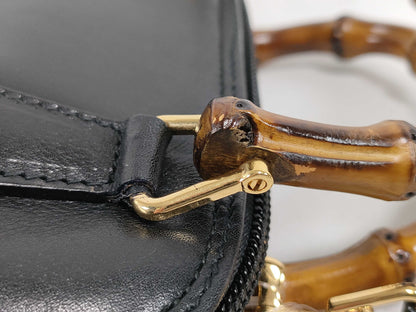 GUCCI Bamboo 007.2865.0231 Bamboo 2-Way Handbag in Black Leather
