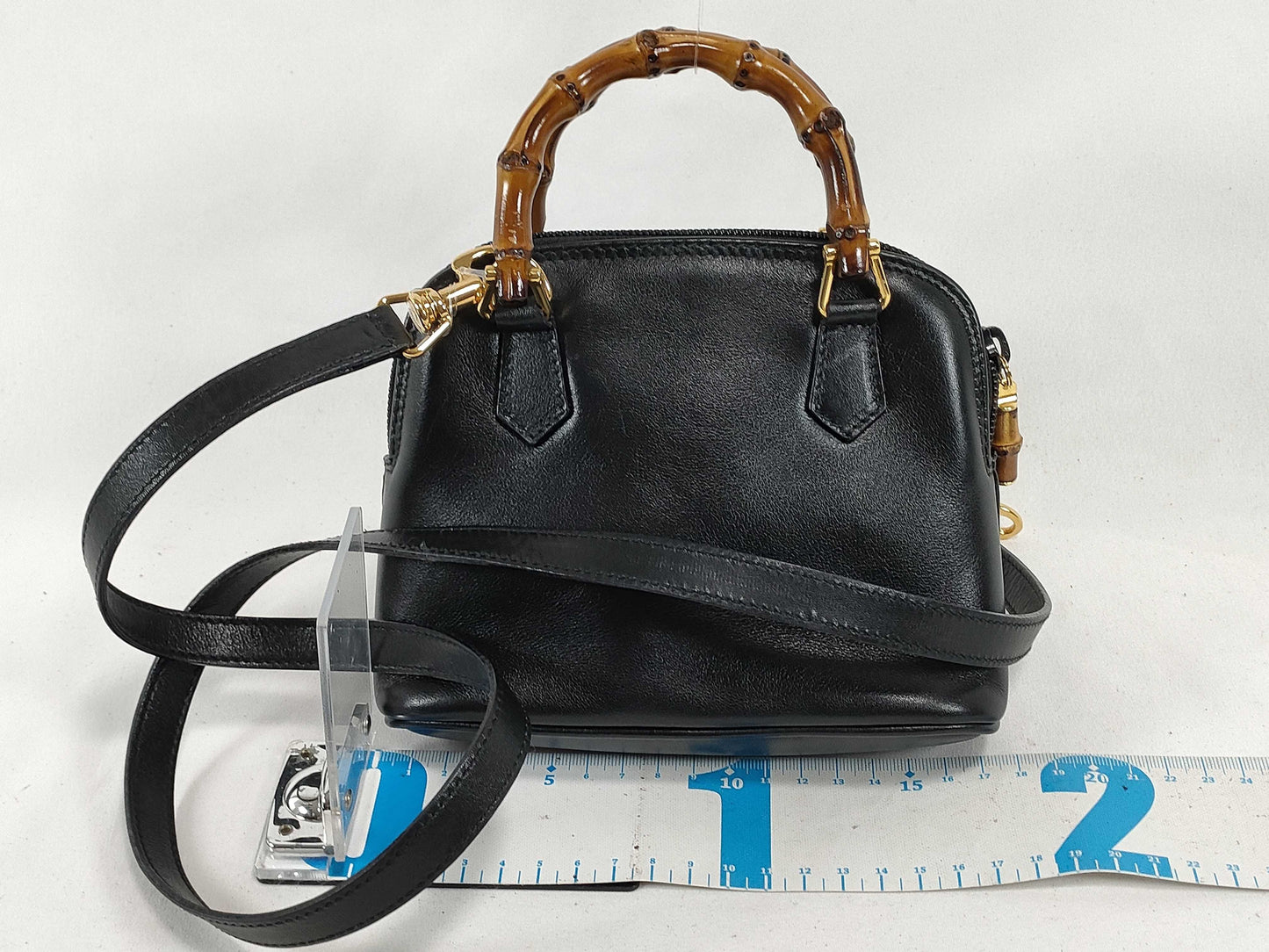 GUCCI Bamboo 007.2865.0231 Bamboo 2-Way Handbag in Black Leather