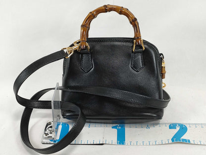 GUCCI Bamboo 007.2865.0231 Bamboo 2-Way Handbag in Black Leather