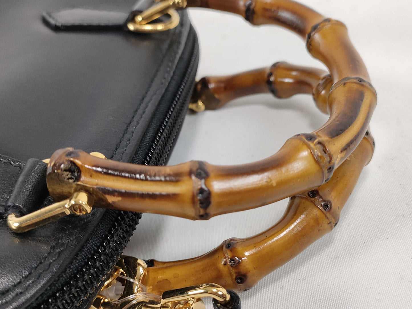 GUCCI Bamboo 007.2865.0231 Bamboo 2-Way Handbag in Black Leather