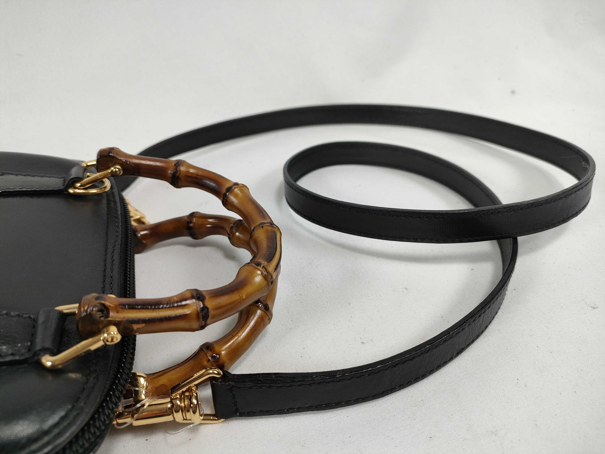 GUCCI Bamboo 007.2865.0231 Bamboo 2-Way Handbag in Black Leather