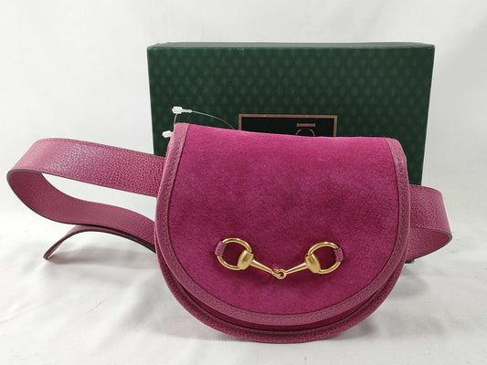 GUCCI Horsebit Waist Bag Suede Pink Waist Bag
