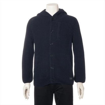 LOUIS VUITTON 12SS Cotton Knit Jacket, Size S, Navy, RM121M Logo