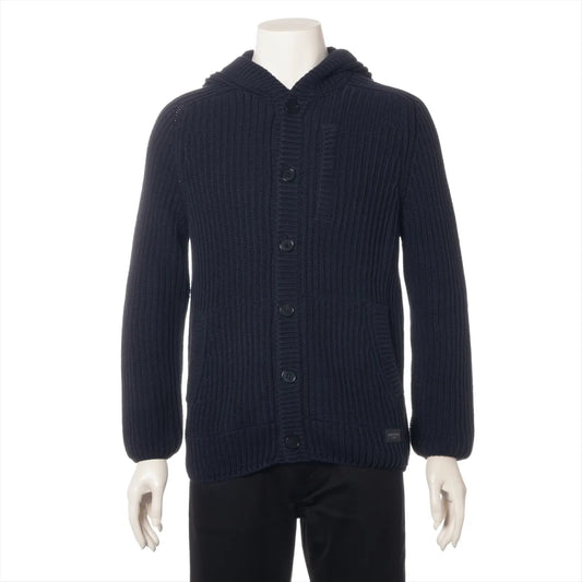 LOUIS VUITTON 12SS Cotton Knit Jacket, Size S, Navy, RM121M Logo
