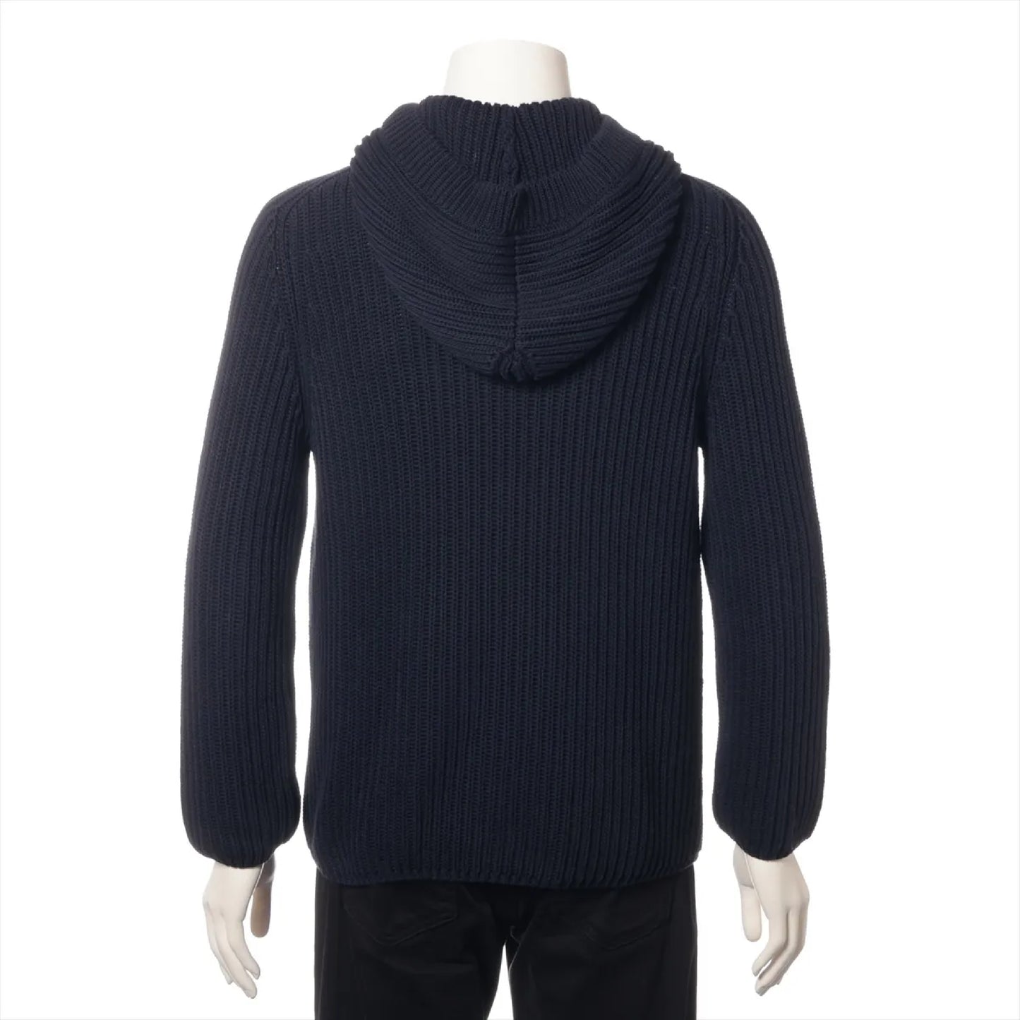 LOUIS VUITTON 12SS Cotton Knit Jacket, Size S, Navy, RM121M Logo
