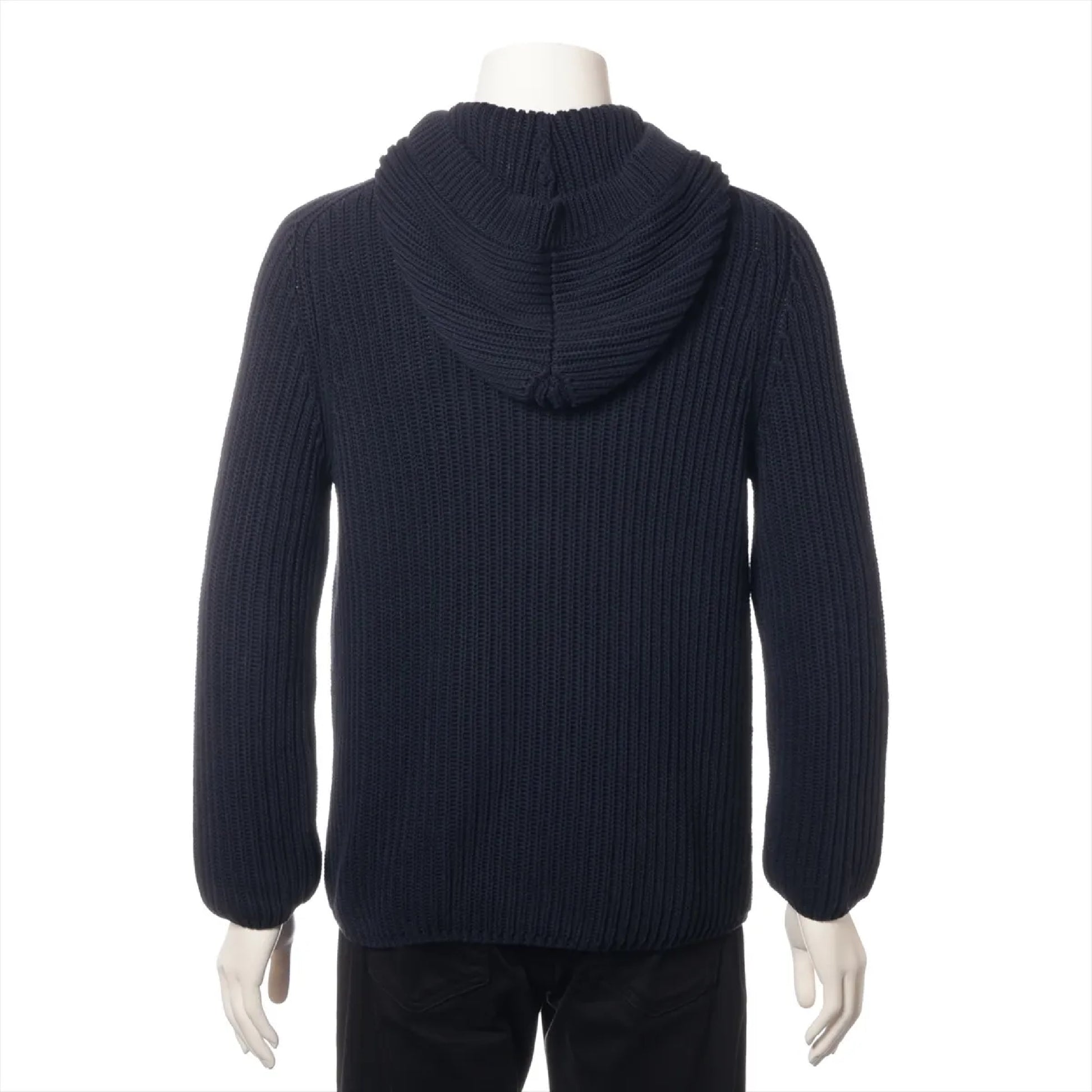 LOUIS VUITTON 12SS Cotton Knit Jacket, Size S, Navy, RM121M Logo