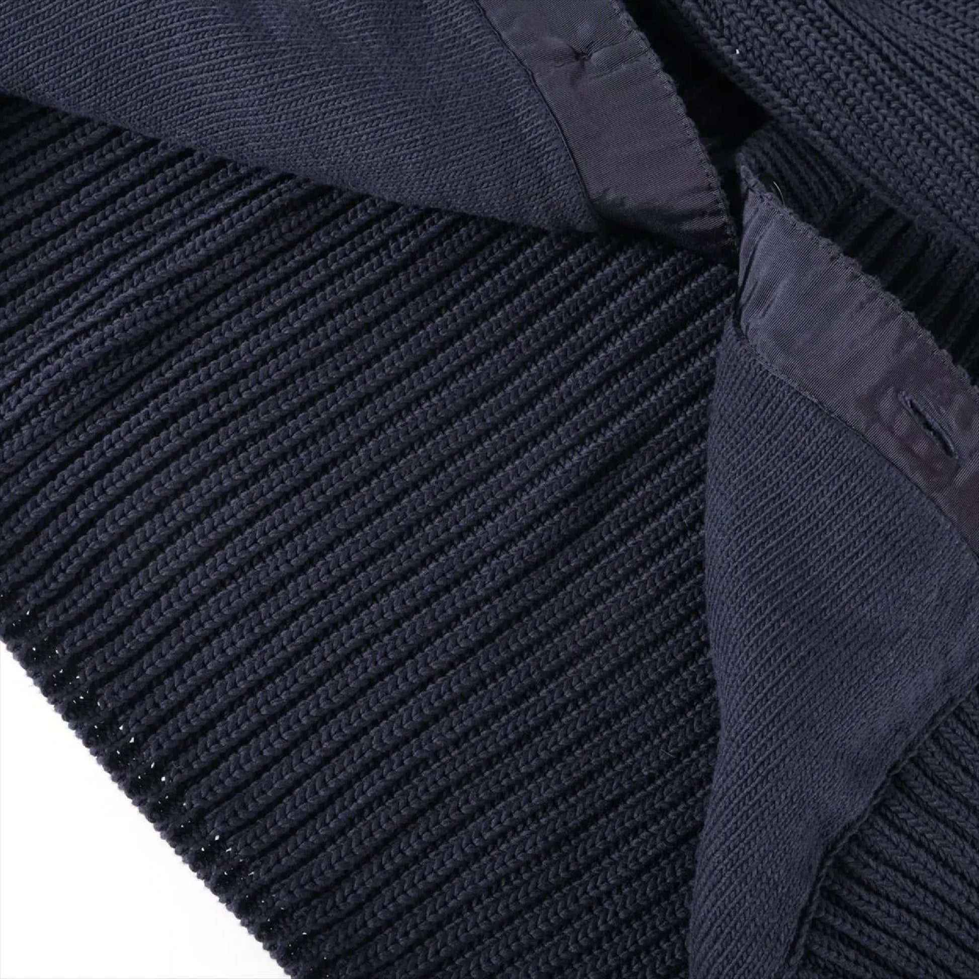 LOUIS VUITTON 12SS Cotton Knit Jacket, Size S, Navy, RM121M Logo