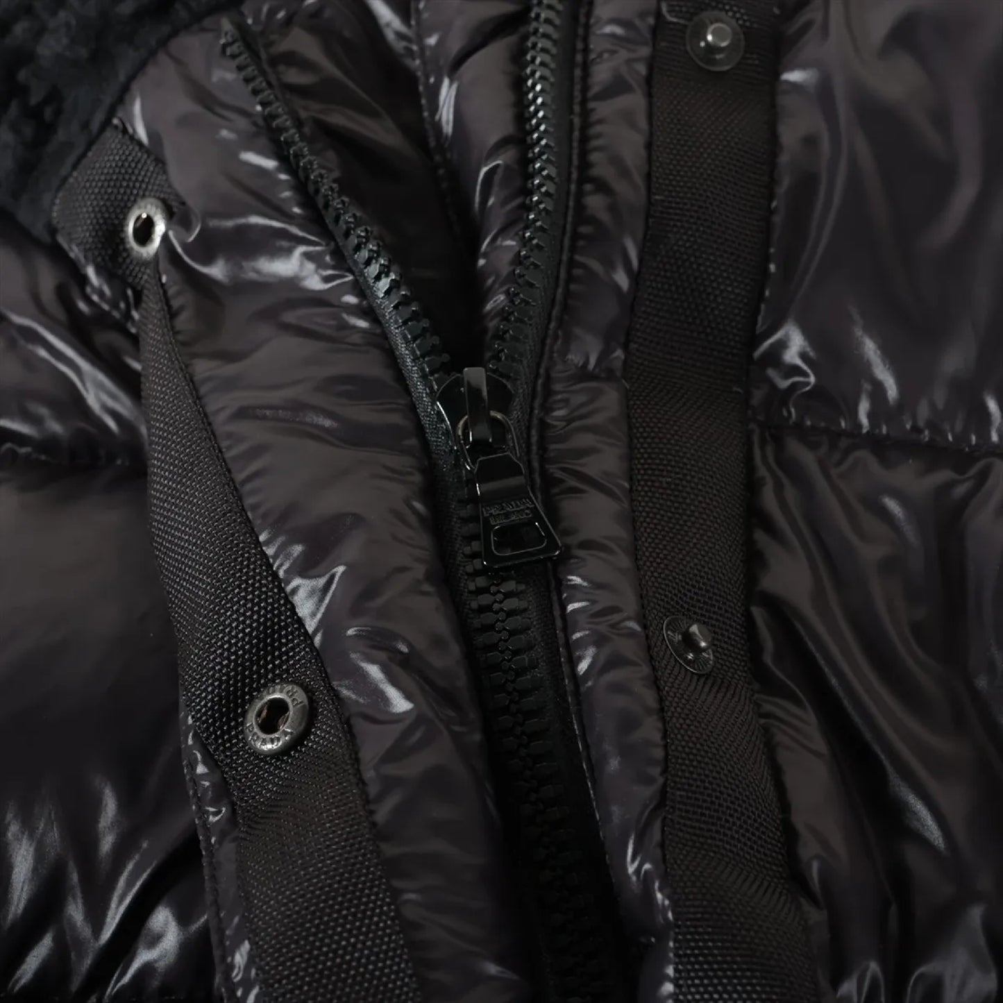 PRADA Prada Down Jacket, Size 40, Black, 29C161, Logo Belt, Detachable Hood