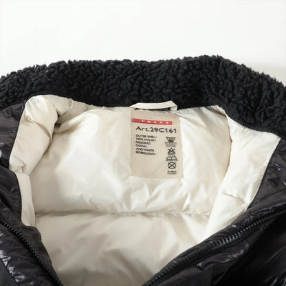 PRADA Prada Down Jacket, Size 40, Black, 29C161, Logo Belt, Detachable Hood
