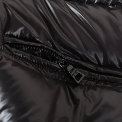 PRADA Prada Down Jacket, Size 40, Black, 29C161, Logo Belt, Detachable Hood