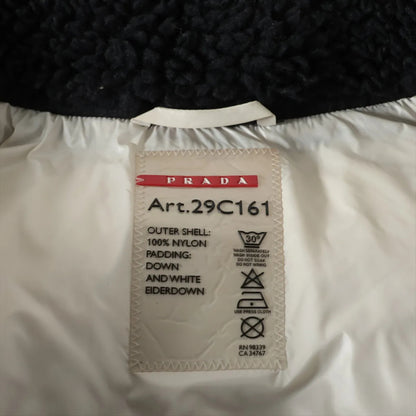 PRADA Prada Down Jacket, Size 40, Black, 29C161, Logo Belt, Detachable Hood