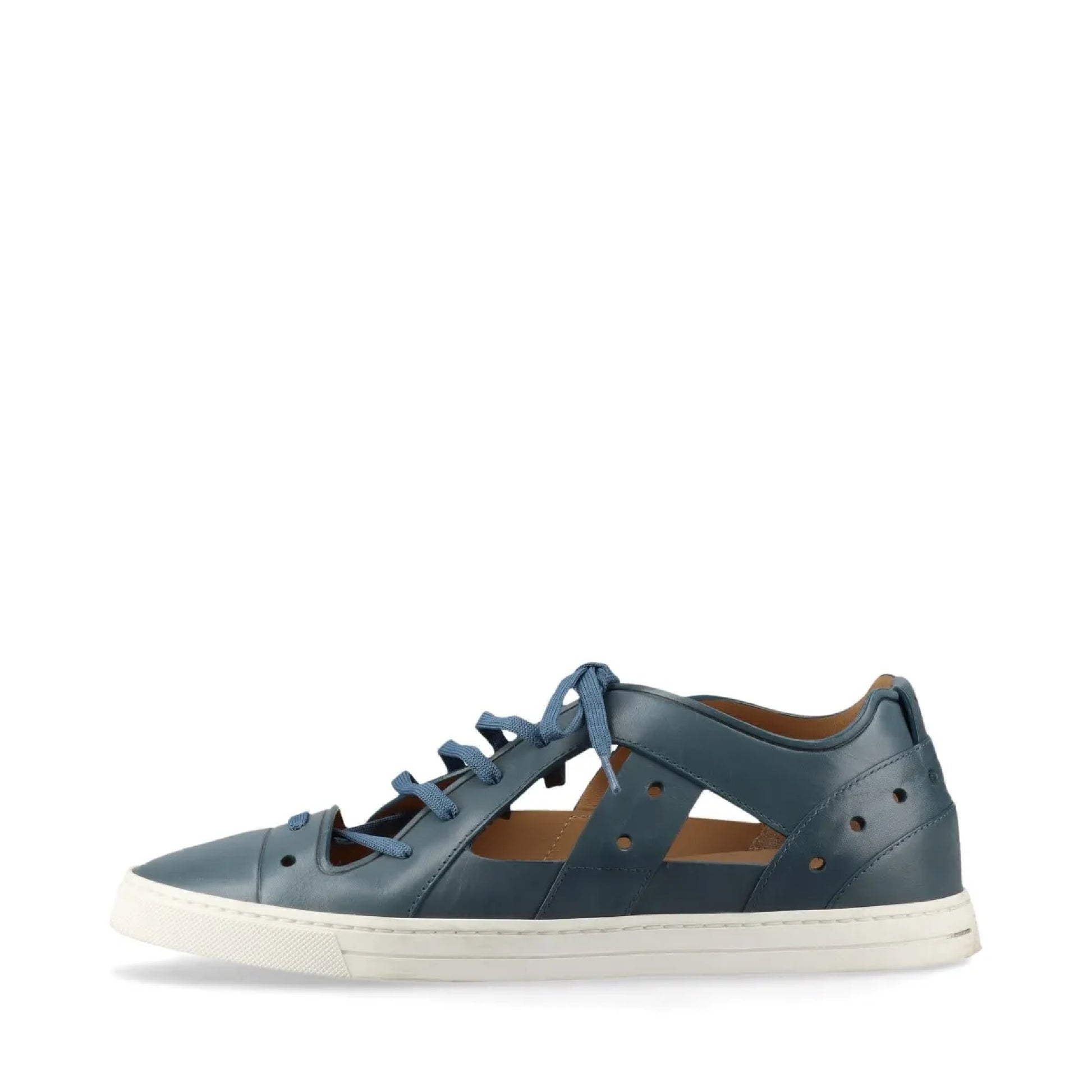 FENDI Leather Sneakers Size 7 Blue 7E1038 Sneaker Sandals Sneakers