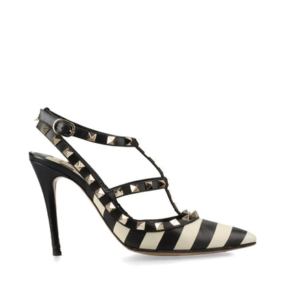 VALENTINO Valentino Garavani Rockstud Leather Strap Pumps, Size 35 1/2, Box Included
