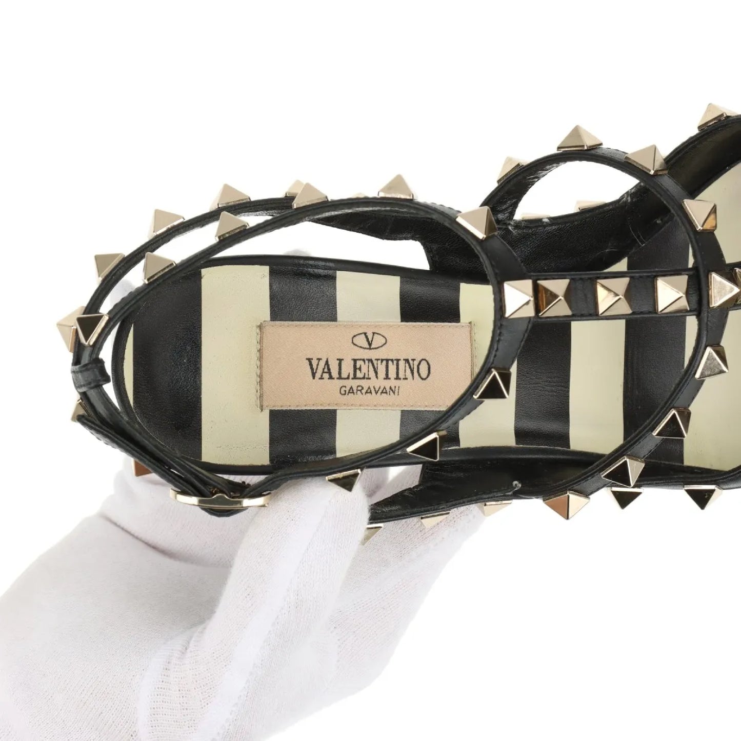 VALENTINO Valentino Garavani Rockstud Leather Strap Pumps, Size 35 1/2, Box Included