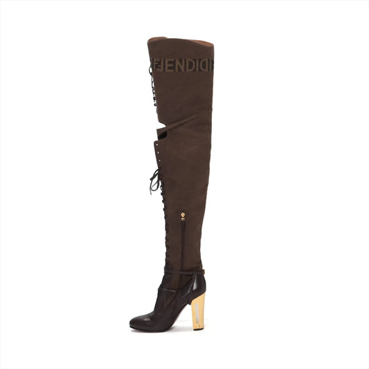 FENDI Canvas Long Boots Size 40 Women's Brown 8W8441 Other Shoes