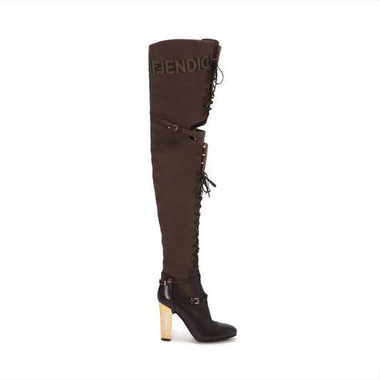 FENDI Canvas Long Boots Size 40 Women's Brown 8W8441 Other Shoes
