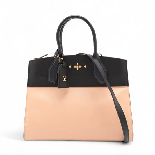 LOUIS VUITTON LV Logo City Steamer MM M42496 DU5105 Shoulder Bag with Strap, Padlock, and Key