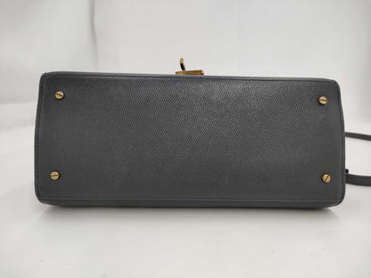 SAINT LAURENT Cassandra 2-Way Handbag with Top Handle, Gray