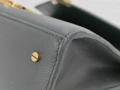 SAINT LAURENT Cassandra 2-Way Handbag with Top Handle, Gray