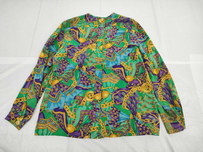 CELINE Triomphe Print Blouse with Metal Buttons, Cut and Sewn Dress