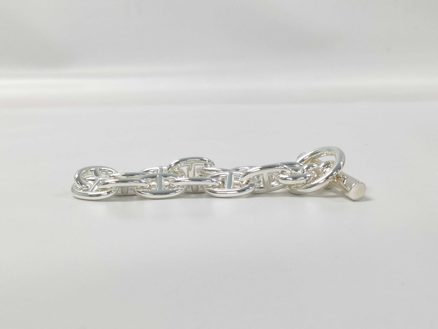 HERMES Chaine d'Ancre MM Bracelet, 13 links, 925, 49.4g, Silver, 24G207212, Warranty Card, Bracelet/Bangle