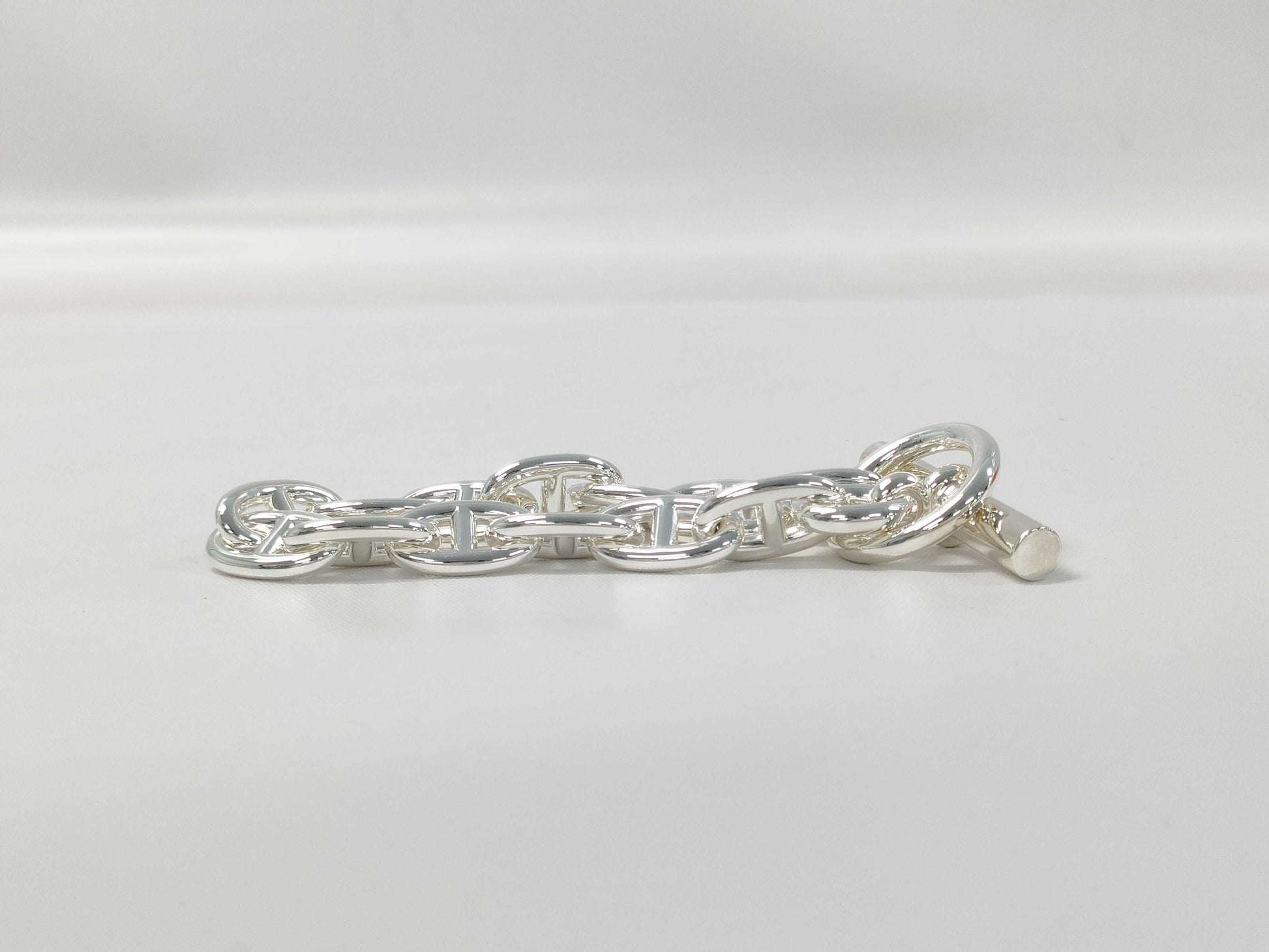HERMES Chaine d'Ancre MM Bracelet, 13 links, 925, 49.4g, Silver, 24G207212, Warranty Card, Bracelet/Bangle