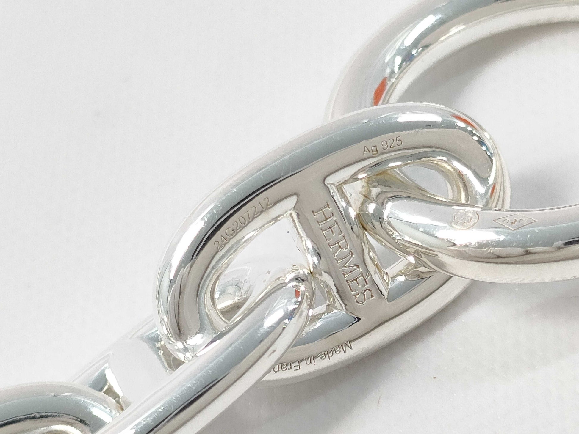HERMES Chaine d'Ancre MM Bracelet, 13 links, 925, 49.4g, Silver, 24G207212, Warranty Card, Bracelet/Bangle