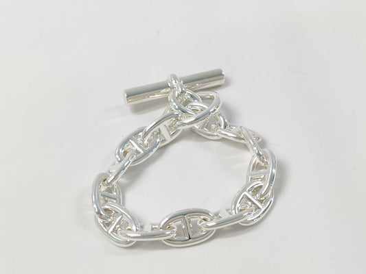 HERMES Chaine d'Ancre MM Bracelet, 13 links, 925, 49.4g, Silver, 24G207212, Warranty Card, Bracelet/Bangle