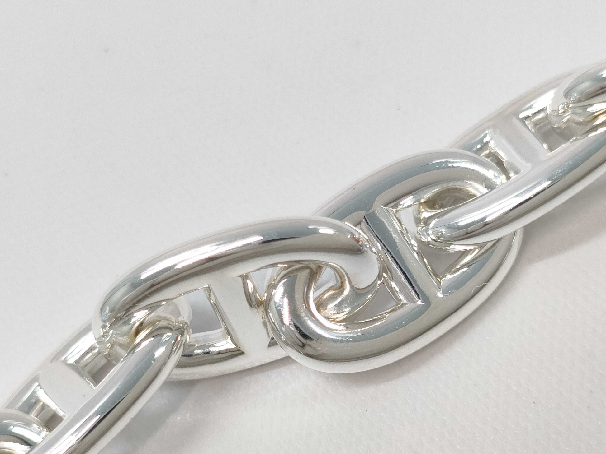 HERMES Chaine d'Ancre MM Bracelet, 13 links, 925, 49.4g, Silver, 24G207212, Warranty Card, Bracelet/Bangle