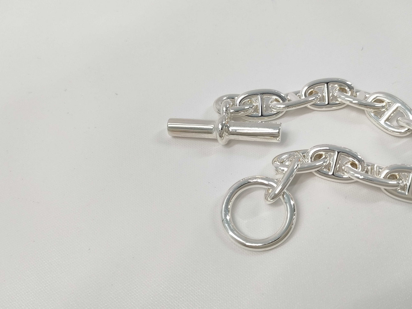 HERMES Chaine d'Ancre MM Bracelet, 13 links, 925, 49.4g, Silver, 24G207212, Warranty Card, Bracelet/Bangle