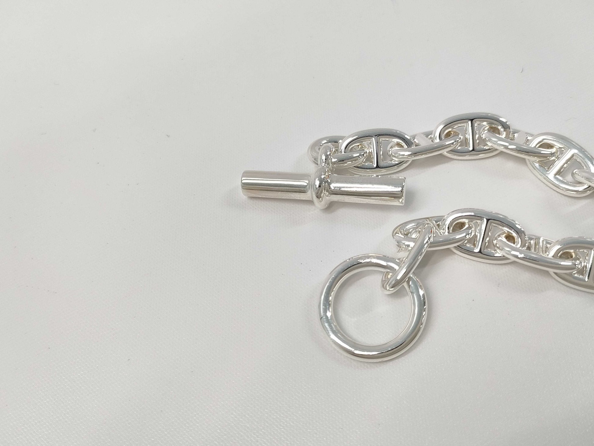 HERMES Chaine d'Ancre MM Bracelet, 13 links, 925, 49.4g, Silver, 24G207212, Warranty Card, Bracelet/Bangle