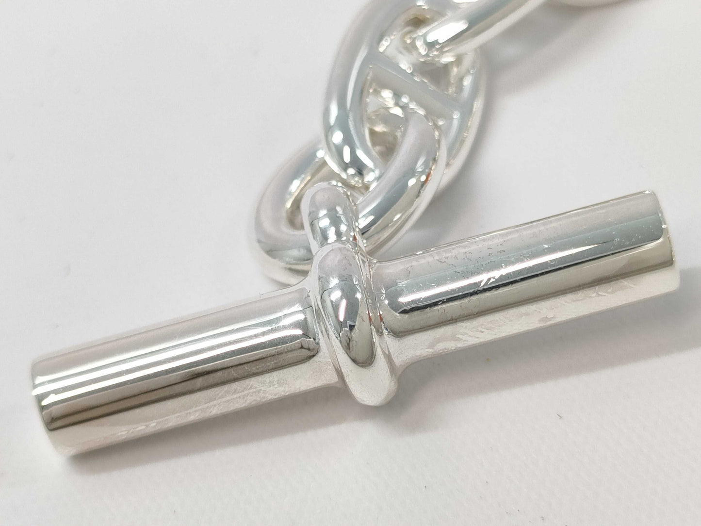 HERMES Chaine d'Ancre MM Bracelet, 13 links, 925, 49.4g, Silver, 24G207212, Warranty Card, Bracelet/Bangle