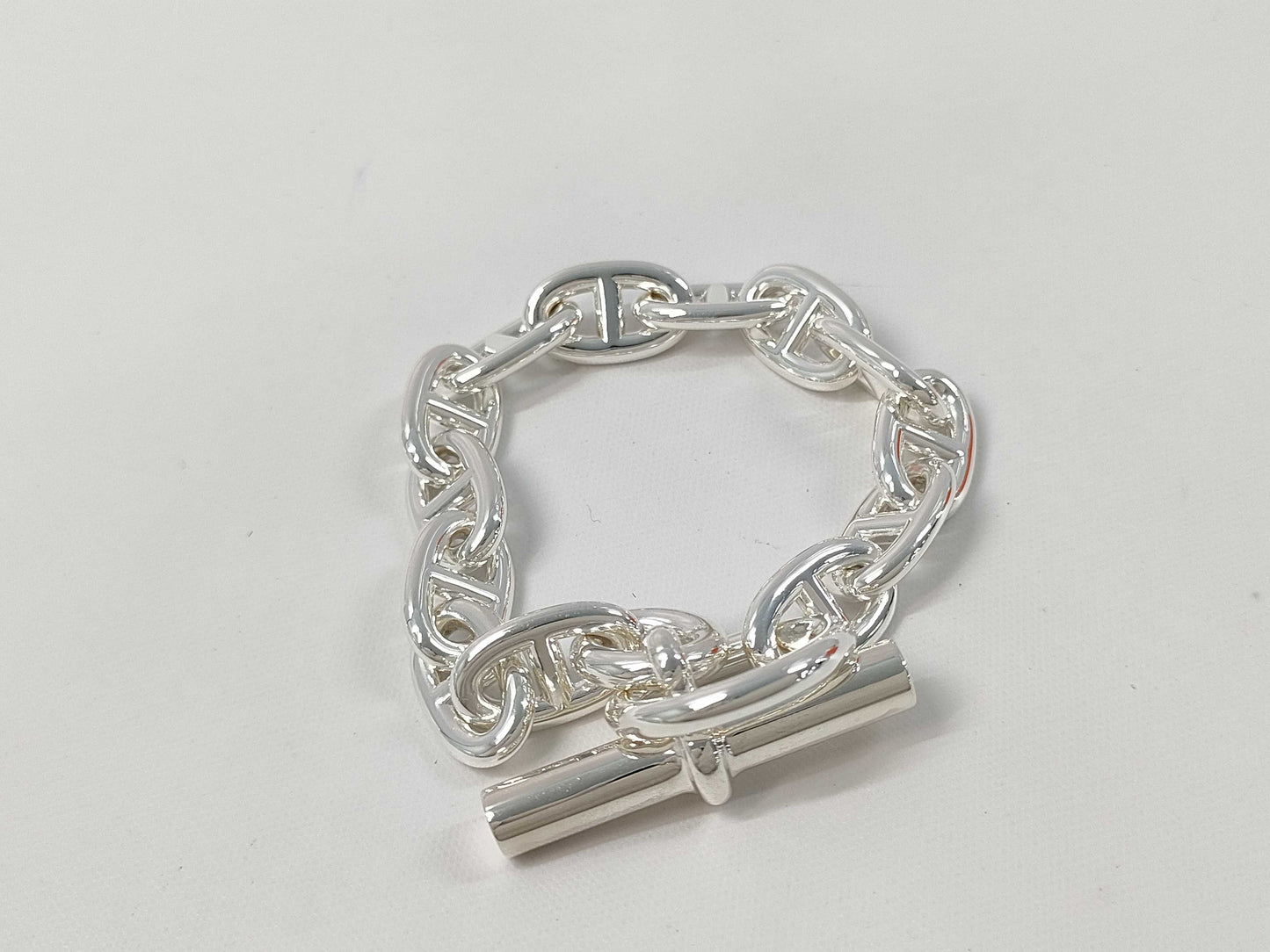 HERMES Chaine d'Ancre MM Bracelet, 13 links, 925, 49.4g, Silver, 24G207212, Warranty Card, Bracelet/Bangle