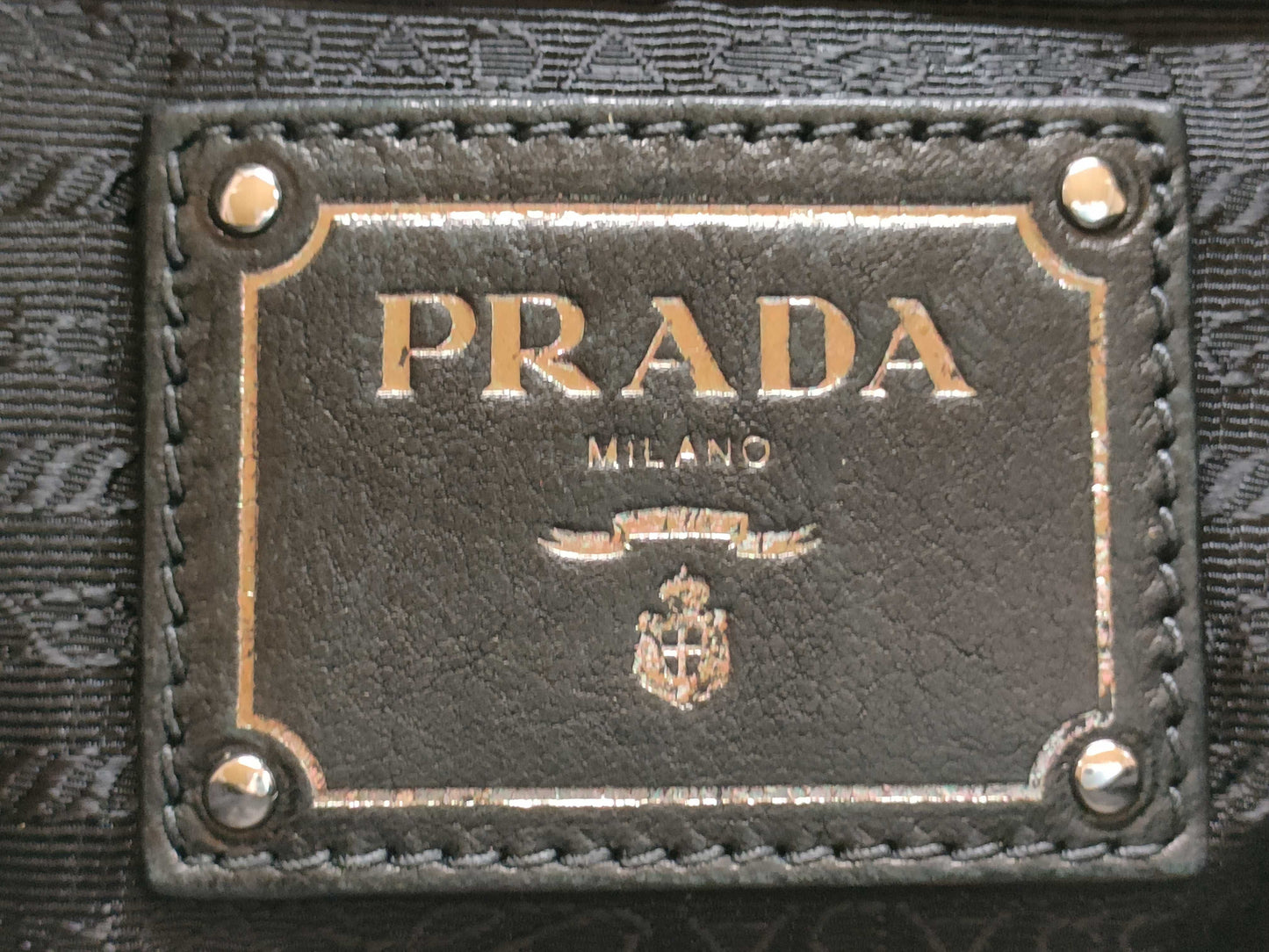 PRADA Canvas x Leather Check Pattern 2-Way Handbag with Strap