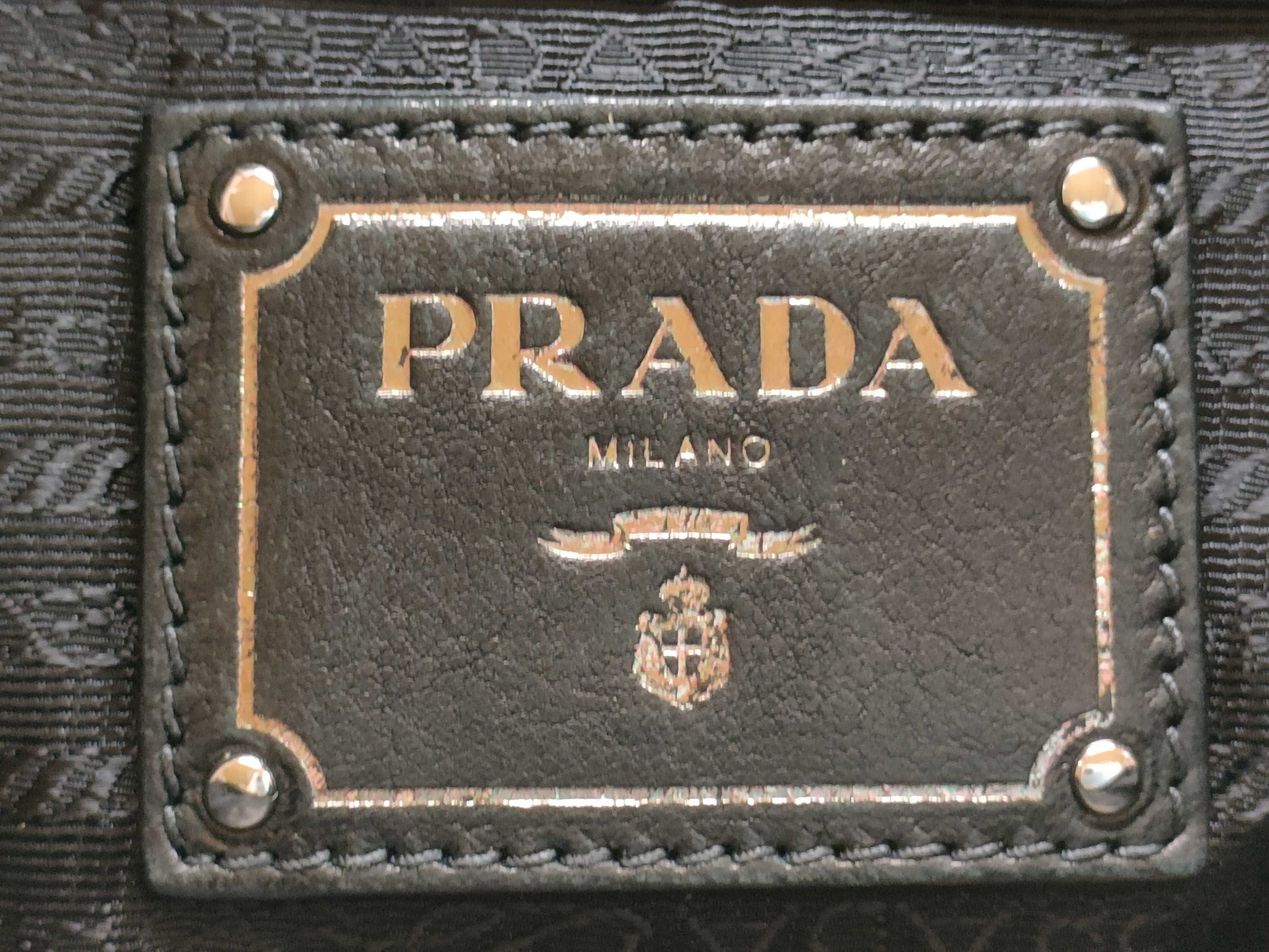 PRADA Canvas x Leather Check Pattern 2-Way Handbag with Strap