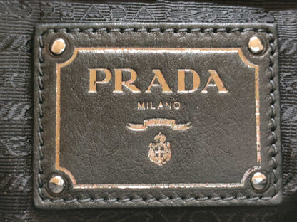 PRADA Canvas x Leather Check Pattern 2-Way Handbag with Strap