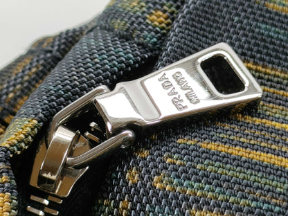 PRADA Canvas x Leather Check Pattern 2-Way Handbag with Strap