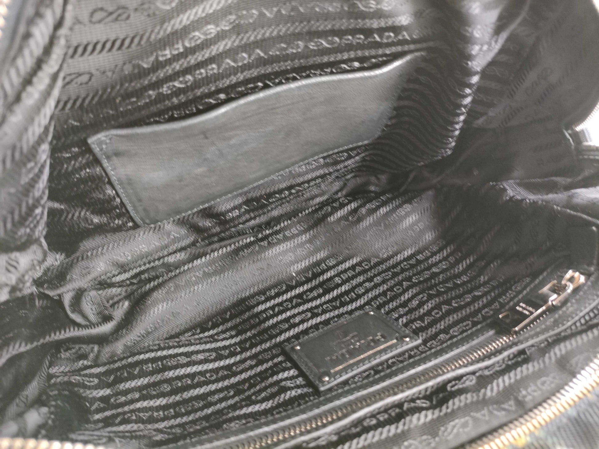 PRADA Canvas x Leather Check Pattern 2-Way Handbag with Strap