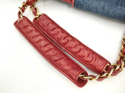 CHANEL Matelasse Denim x Lamb Shoulder Bag with Circle Coco Charm