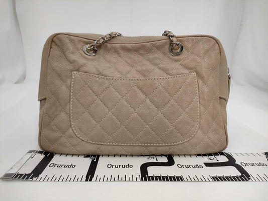 CHANEL Caviar Matelasse Chain Shoulder Bag with Silver Hardware