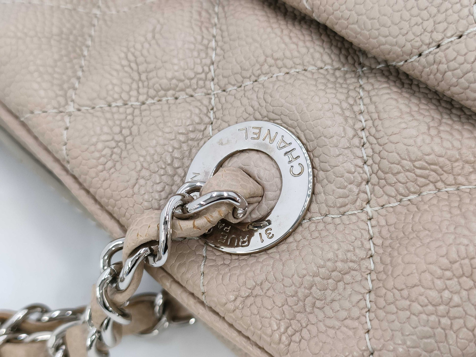 CHANEL Caviar Matelasse Chain Shoulder Bag with Silver Hardware