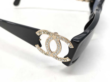  CHANEL Coco Mark Rhinestone Sunglasses with Case