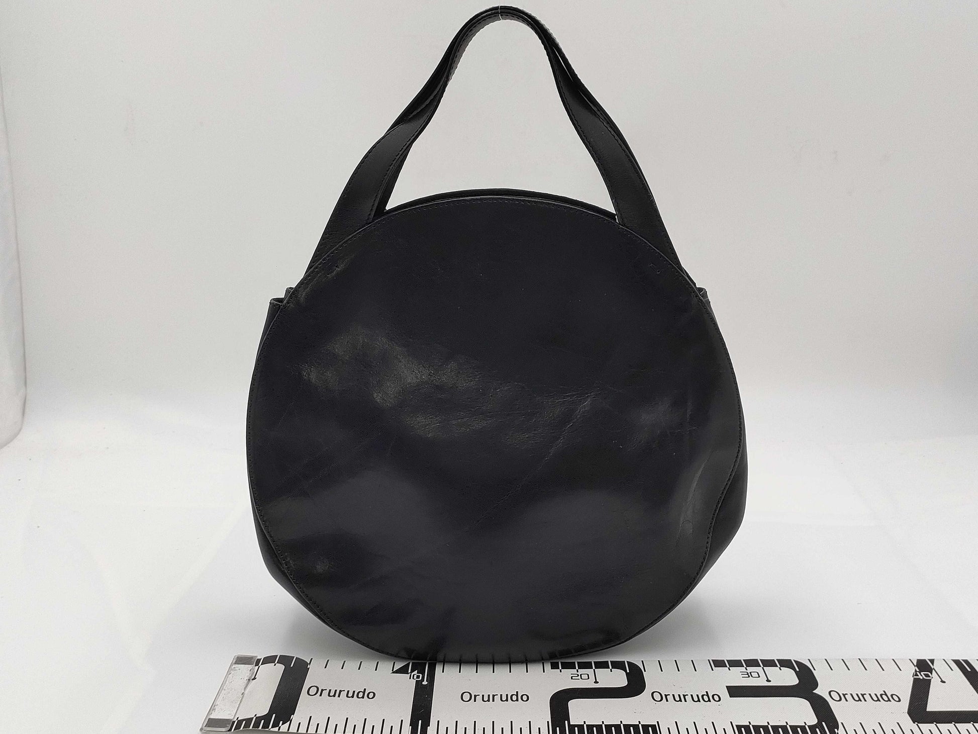 HIROFU Handbag Black Leather H Logo Bag
