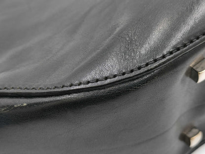 HIROFU Handbag Black Leather H Logo Bag