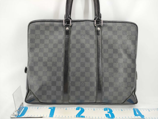 LOUIS VUITTON N41478 Damier Graphite Men's Briefcase, Business Bag BA1132, Tag Missing