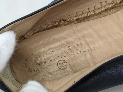 CHANEL Coco Mark Leather Espadrilles G29741 Men's Size 44 Other Shoes